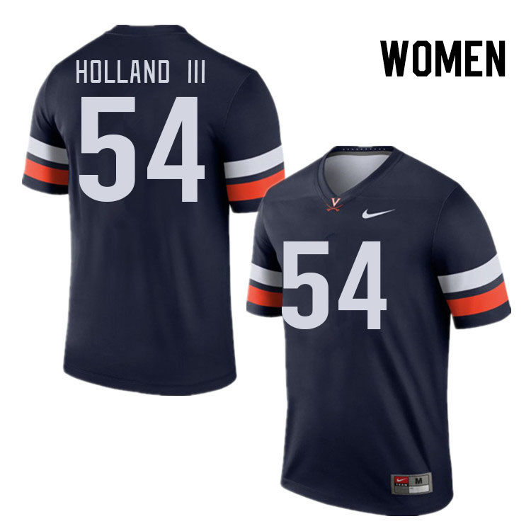 Women #54 Joseph Holland III Virginia Cavaliers College Football Jerseys Stitched Sale-Navy - Click Image to Close
